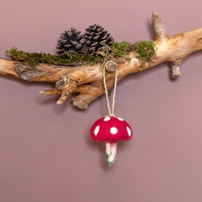 Sjaal met een verhaal Hanger Paddestoel rood