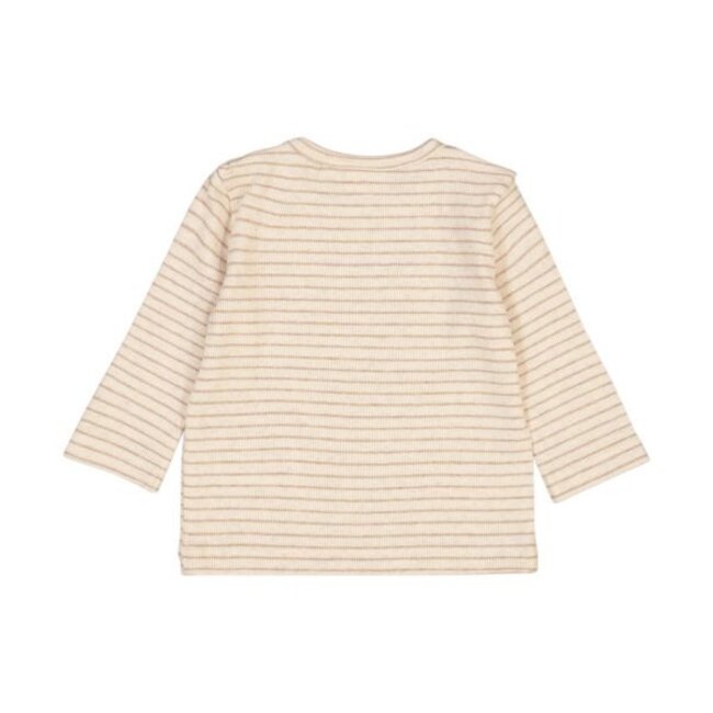 Feetje Longsleeve rib met streep - Taupe melange