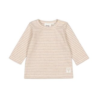 Feetje Longsleeve rib met streep - Taupe melange