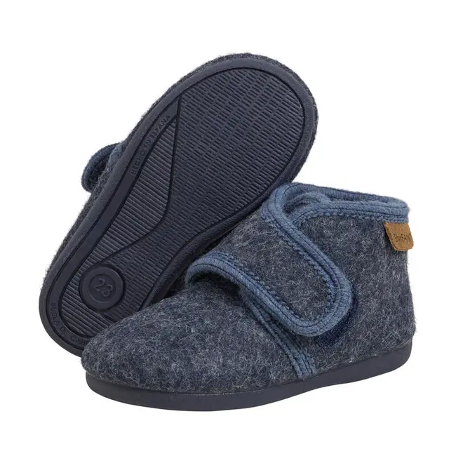 En Fant Slippers Wool Velcro Navy