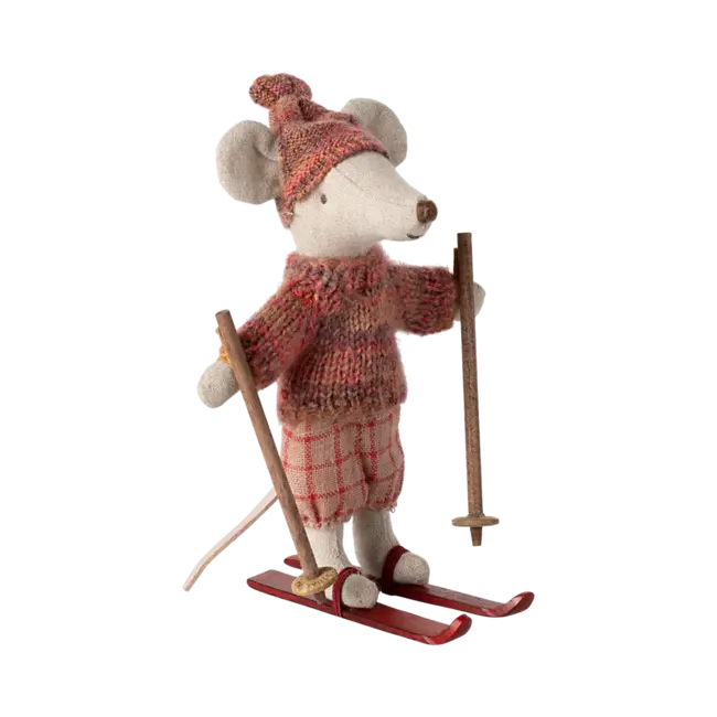 Maileg Winter mouse with ski set, Big sister - Rose