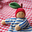Nanchen natur Knuffeldoekje streep blauw appel