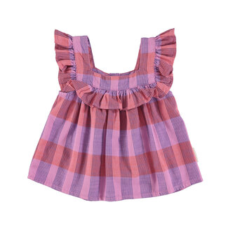 Piupiuchick sleeveless blouse | lavender checkered