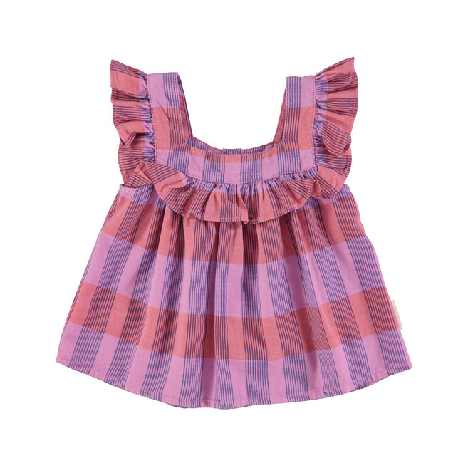 Piupiuchick sleeveless blouse | lavender checkered