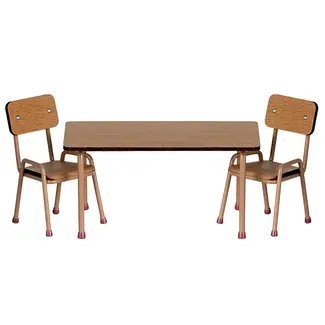 Maileg Table and chair set, Mouse - Dark powder