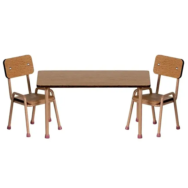 Maileg Table and chair set, Mouse - Dark powder
