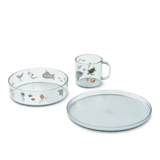 Liewood Siva Printed Tritan Tableware Set Sea creature / Sandy