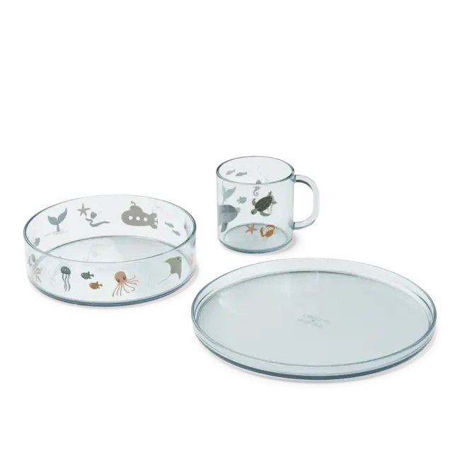 Liewood Siva Printed Tritan Tableware Set Sea creature / Sandy