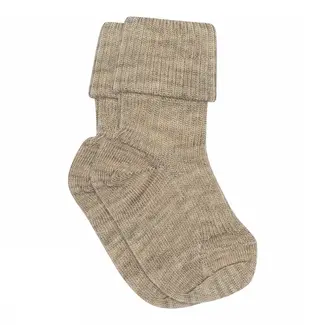 MP Denmark Wool rib baby socks - Light Brown Melange