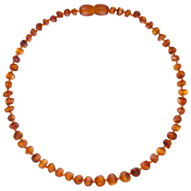 Amber Barnsteen ketting 32 cm - Cognac raw (mat)