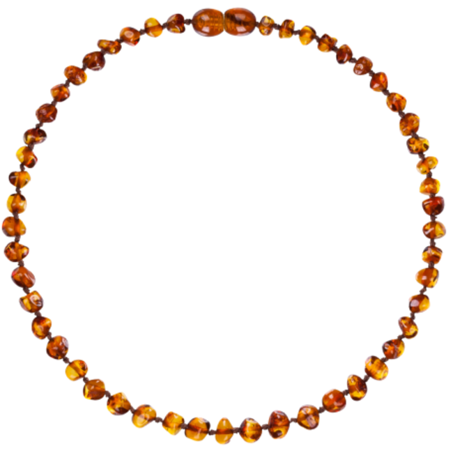 Amber Barnsteen ketting 32 cm - Cognac