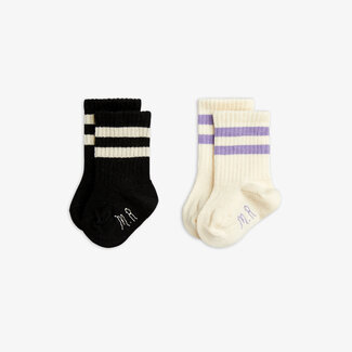 Mini Rodini Stripe 2-pack baby sock offwhite