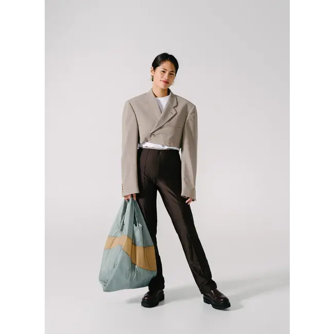 SUSAN BIJL The New Shopping Bag Grey & Camel Large