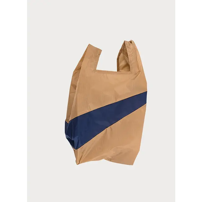 SUSAN BIJL The New Shopping Bag Camel & Navy Medium