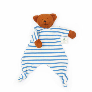 Nanchen natur Knuffeldoekje streep blauw beertje