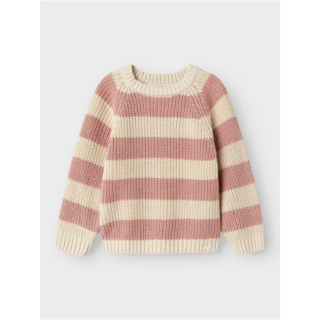 Lil' Atelier NMFEMLEN LS KNIT STRIPE LIL Turtledove WITHERED ROSE