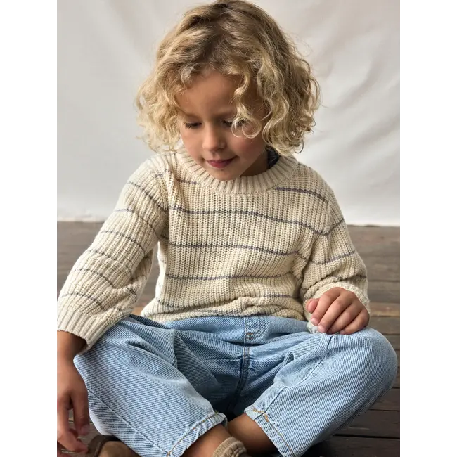 Lil' Atelier NMMEMLEN LS KNIT STRIPES LIL Turtledove