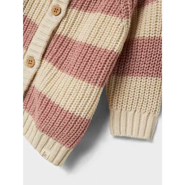 Lil' Atelier NBFEMLEN KNIT CARD STRIPE LIL Turtledove MISTY ROSE