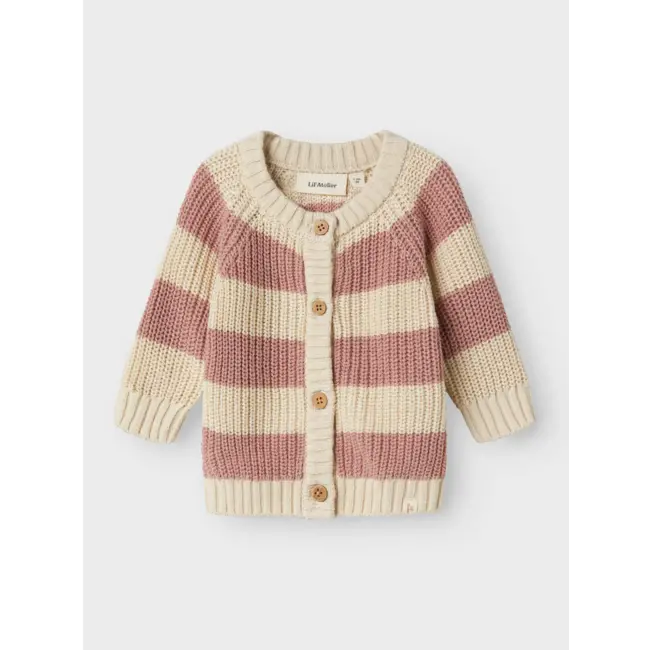 Lil' Atelier NBFEMLEN KNIT CARD STRIPE LIL Turtledove MISTY ROSE