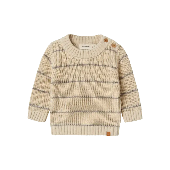 Lil' Atelier NBMEMLEN LS KNIT STRIPE LIL Turtledove