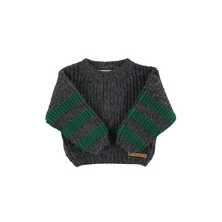 Piupiuchick Knitted sweater | Grey & green stripes