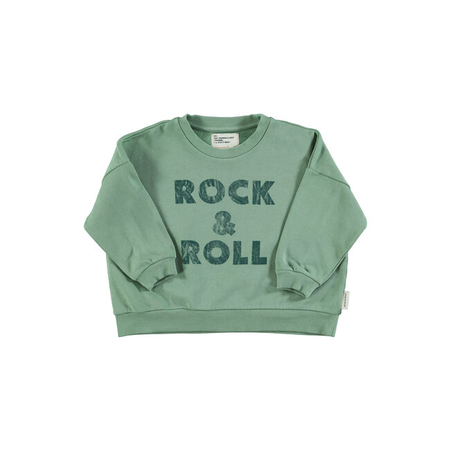 Piupiuchick Sweatshirt | Green w/ "rock & roll" print
