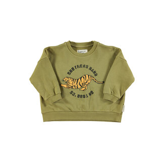 Piupiuchick Sweatshirt | Olive green w/ tiger print