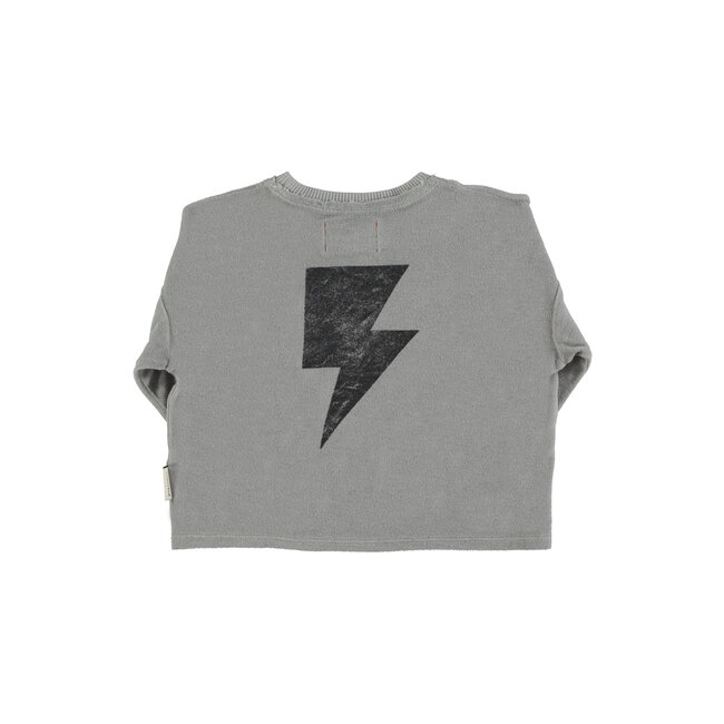 Piupiuchick Terry cotton longsleeve t'shirt | Grey w/ "rock & roll" print