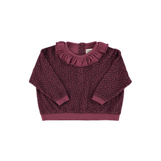 Piupiuchick Terry cotton sweatshirt | Aubergine w/ animal print