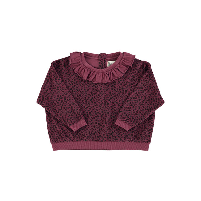 Piupiuchick Terry cotton sweatshirt | Aubergine w/ animal print