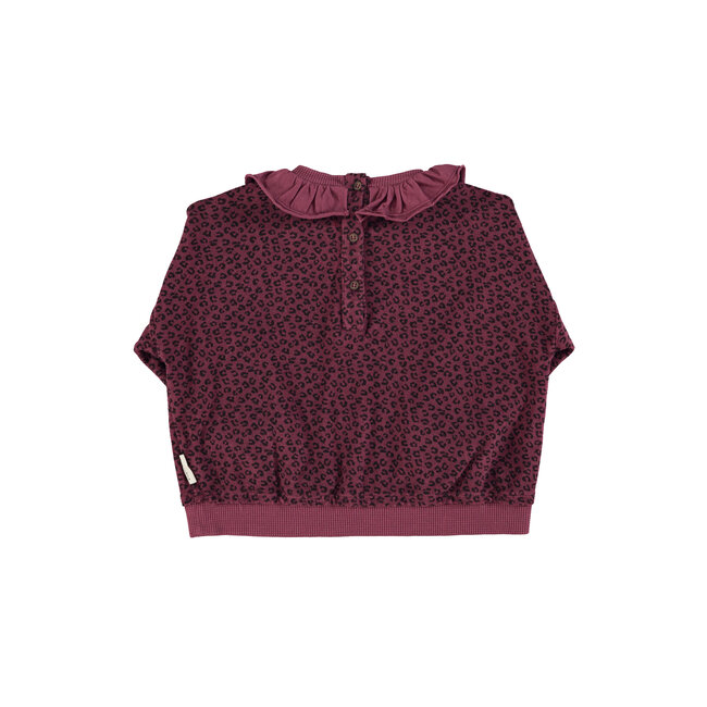 Piupiuchick Terry cotton sweatshirt | Aubergine w/ animal print