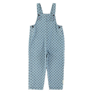 Piupiuchick Dungarees | Washed blue denim w/ black hearts