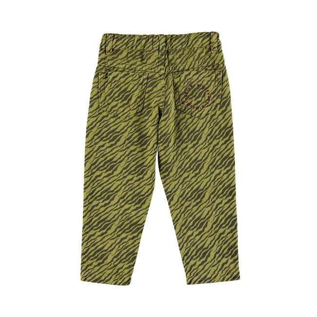 Piupiuchick Mom fit trousers | Olive green w/ zebra print