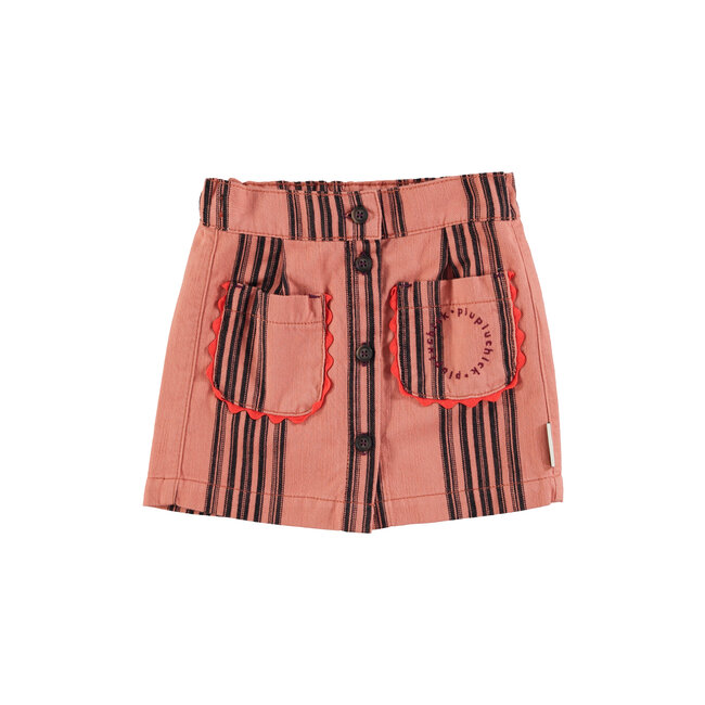 Piupiuchick Short skirt | Pink w/ black stripes
