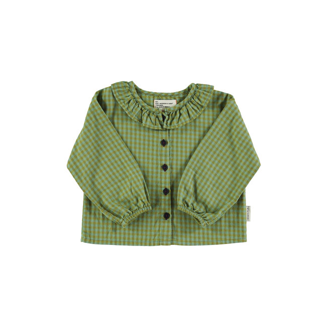 Piupiuchick Blouse w/ collar | Green checkered