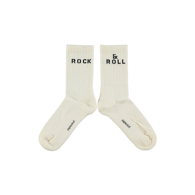Piupiuchick Socks | Ecru w/ "rock & roll"