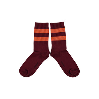 Piupiuchick Socks | Bordeaux w/ orange stripes