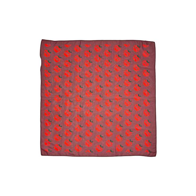 Piupiuchick Chiffon bandana |Bordeaux w/ red apples allover