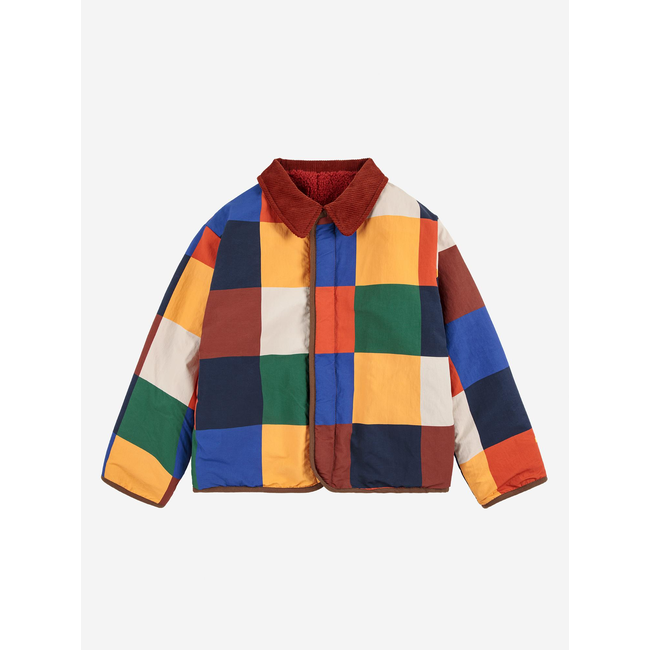 Bobo Choses Multicolor Tiles reversible sheepskin jacket