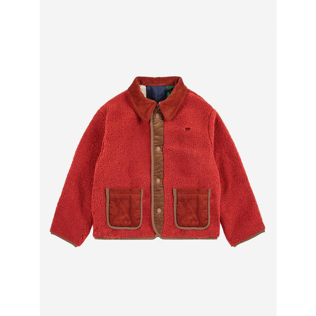 Bobo Choses Multicolor Tiles reversible sheepskin jacket