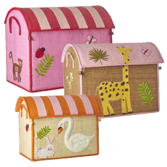 Rice Raffia Basket Wildlife theme LARGE