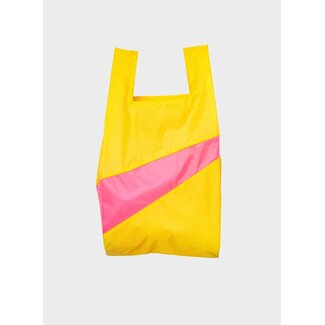 SUSAN BIJL The New Shopping Bag TV Yellow  & Fluo pink Medium