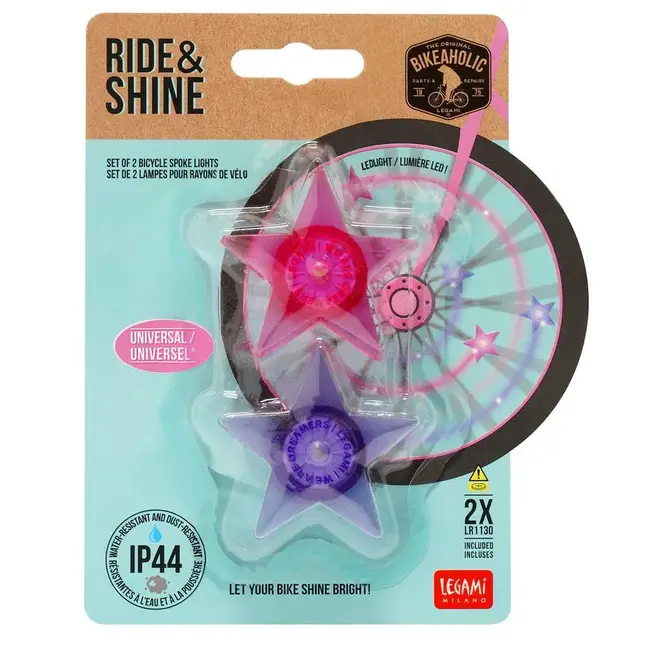 Legami SET OF 2 BICYCLE SPOKE LIGHTS - RIDE & SHINE - UNICORN