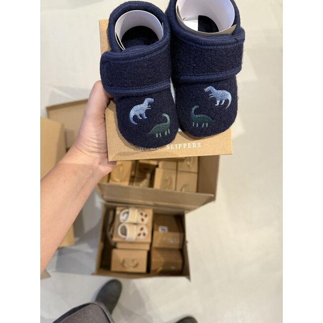 En Fant Baby Wool slippers Navy DIno