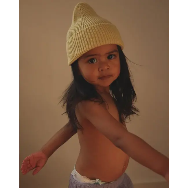 HVID Beanie wol Fonzie kids - Light yellow