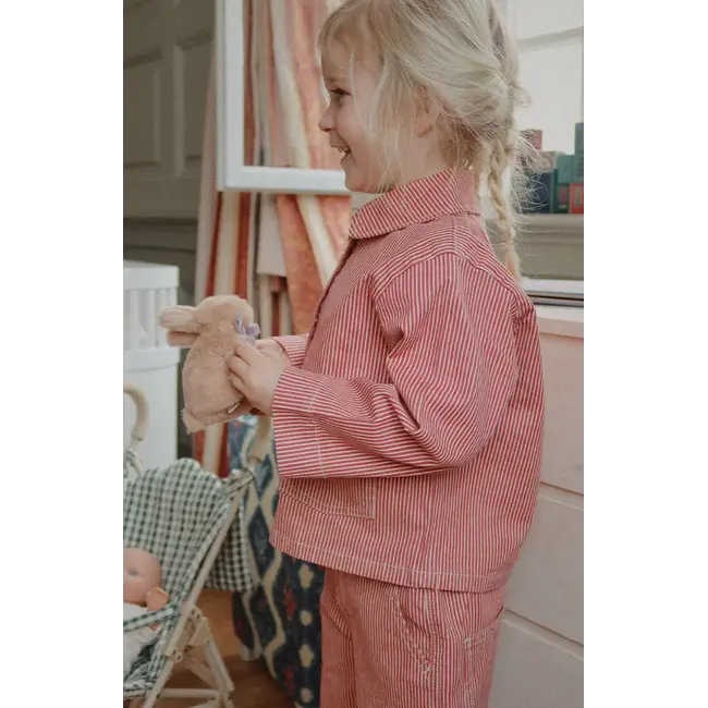 Konges Slojd LUC SHIRT JACKET GOTS MILK ROUGE STRIPE