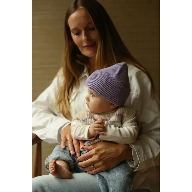 HVID Beanie wol Fonzie NEWBORN  Lilac