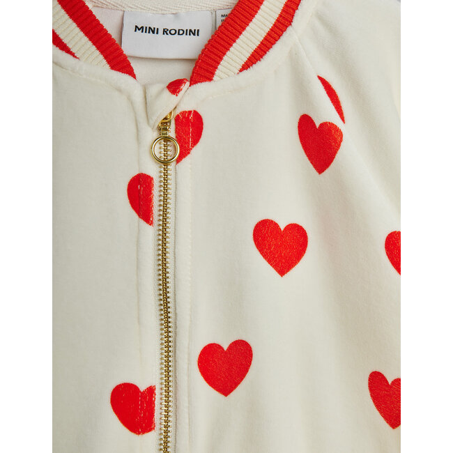 Mini Rodini Hearts aop velour baseball cardigan