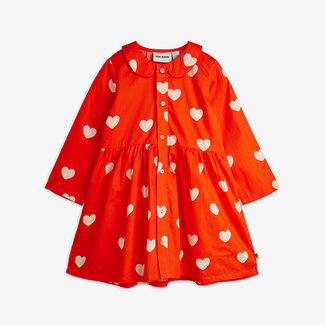Mini Rodini Hearts aop woven ls dress Red