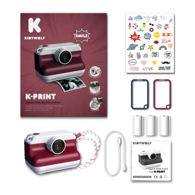 Kidywolf Kidywolf K Print fototoestel met thermische printer Rood